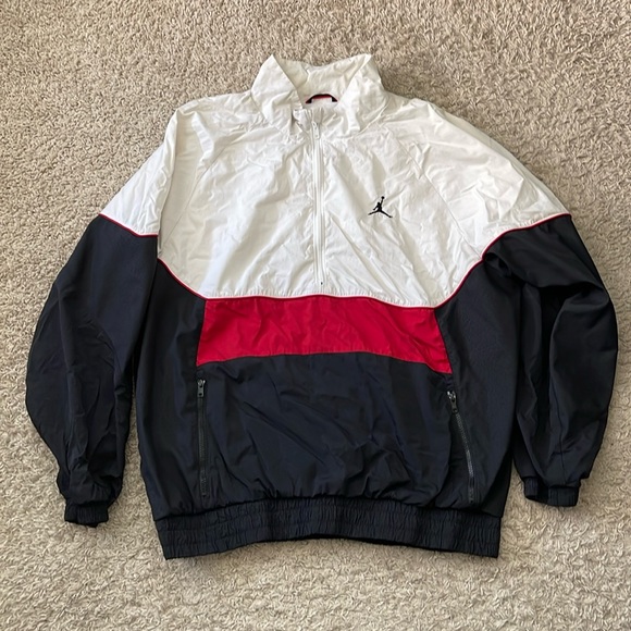 EUC Men’s Jordan Aj 3 Retro Black/White/Red Lightweight 1/2 Zip Jacket Size XXL - Picture 2 of 10